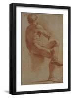 A Male Nude Seated with His Back Turned-Annibale Carracci-Framed Giclee Print