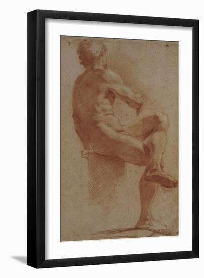 A Male Nude Seated with His Back Turned-Annibale Carracci-Framed Giclee Print