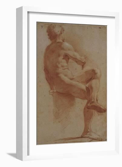 A Male Nude Seated with His Back Turned-Annibale Carracci-Framed Giclee Print