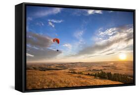 A Male Paraglider Paraglides Above Rolling Farm Lands at Sunset Near Moscow, Idaho-Ben Herndon-Framed Stretched Canvas