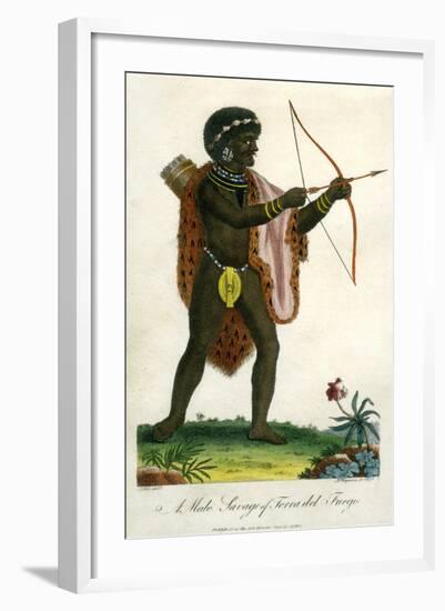 A Male Savage of Terra Del Fuego, 1795-J Chapman-Framed Giclee Print