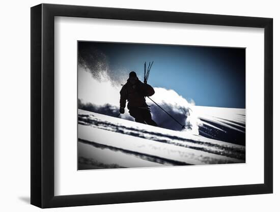 A Male Skier Makes High-Speed Powder Turns Down Butter Bowl, Southern Chugach Mountains, Alaska-Jay Goodrich-Framed Photographic Print