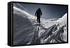 A Male Skier Skins Up for Another Run in the Backcountry Near Mount Baker, Washington-Jay Goodrich-Framed Stretched Canvas