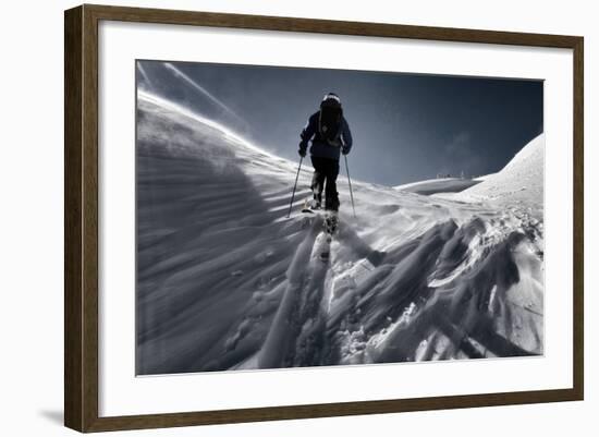 A Male Skier Skins Up for Another Run in the Backcountry Near Mount Baker, Washington-Jay Goodrich-Framed Photographic Print