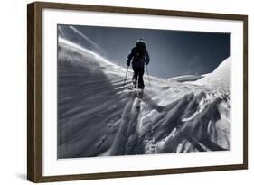 A Male Skier Skins Up for Another Run in the Backcountry Near Mount Baker, Washington-Jay Goodrich-Framed Photographic Print
