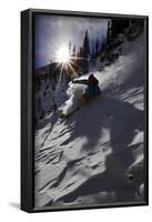 A Male Skier Travels Down the Mountain at Snowbird, Utah-Adam Barker-Framed Photographic Print