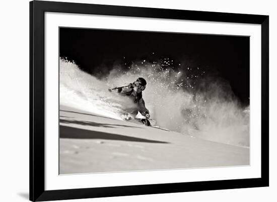 A Male Skier Travels Down the Slopes at Snowbird, Utah-Adam Barker-Framed Photographic Print