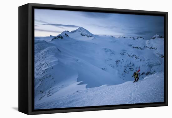 A Male Snowboarder in the Backcountry of North Cascades National Park, Washington-Steven Gnam-Framed Stretched Canvas