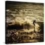 A Male Surfer Rides A Wave In The Pacific Ocean Off The Coast Of Santa Cruz This Image Tinted-Ron Koeberer-Stretched Canvas