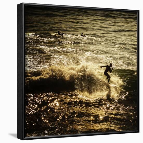 A Male Surfer Rides A Wave In The Pacific Ocean Off The Coast Of Santa Cruz This Image Tinted-Ron Koeberer-Framed Photographic Print