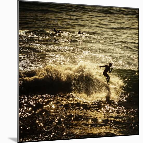 A Male Surfer Rides A Wave In The Pacific Ocean Off The Coast Of Santa Cruz This Image Tinted-Ron Koeberer-Mounted Photographic Print