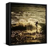 A Male Surfer Rides A Wave In The Pacific Ocean Off The Coast Of Santa Cruz This Image Tinted-Ron Koeberer-Framed Stretched Canvas