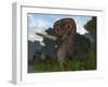 A Male Torosaurus Drinks from a River-Stocktrek Images-Framed Photographic Print