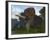 A Male Torosaurus Drinks from a River-Stocktrek Images-Framed Photographic Print