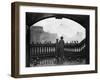 A Man and a Boy Feeding the Birds by Blackfriars Bridge, London, 1926-1927-null-Framed Giclee Print