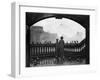 A Man and a Boy Feeding the Birds by Blackfriars Bridge, London, 1926-1927-null-Framed Giclee Print