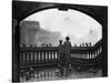 A Man and a Boy Feeding the Birds by Blackfriars Bridge, London, 1926-1927-null-Stretched Canvas