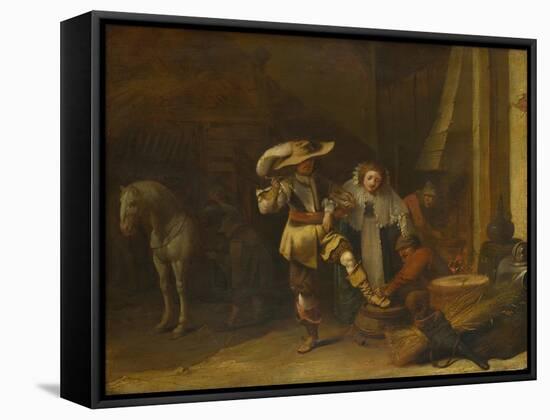 A Man and a Woman in a Stableyard, 1630s-Pieter Quast-Framed Stretched Canvas