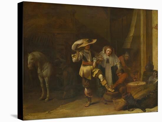 A Man and a Woman in a Stableyard, 1630s-Pieter Quast-Stretched Canvas