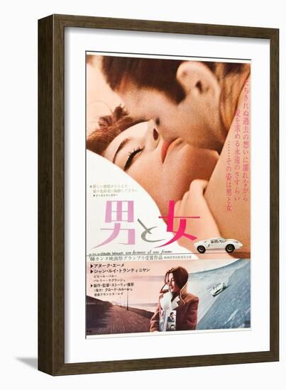 A Man and a Woman, Japanese poster, Jean-Louis Trintignant, Anouk Aimee, 1968-null-Framed Art Print