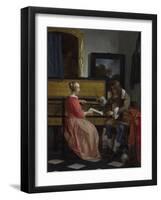 A Man and a Woman Seated by a Virginal, Ca 1665-Gabriel Metsu-Framed Giclee Print