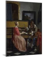 A Man and a Woman Seated by a Virginal, Ca 1665-Gabriel Metsu-Mounted Giclee Print
