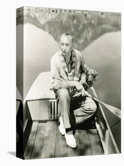 A Man and His Dachshund Go Rowing-null-Stretched Canvas