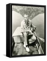 A Man and His Dachshund Go Rowing-null-Framed Stretched Canvas