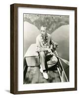 A Man and His Dachshund Go Rowing-null-Framed Photo