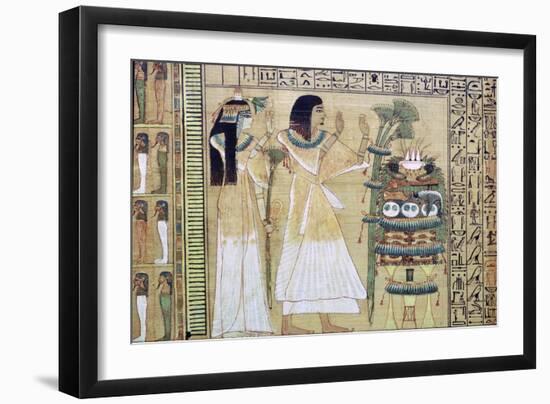 A man and his wife making offerings to Osiris, from the Egyptian Book of the Dead. Artist: Unknown-Unknown-Framed Giclee Print