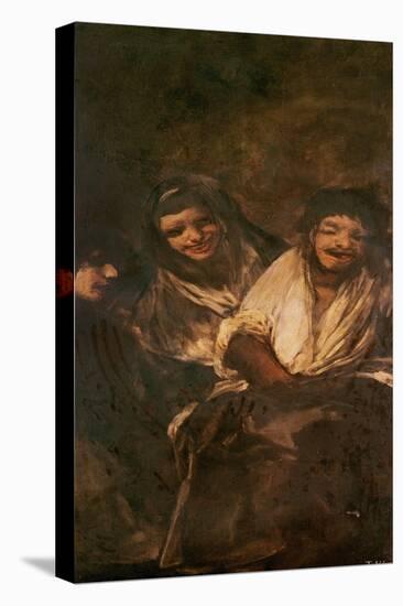 A Man and Two Women Laughing-Francisco de Goya-Stretched Canvas