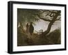 A Man and Woman Contemplating Moon-Caspar David Friedrich-Framed Giclee Print