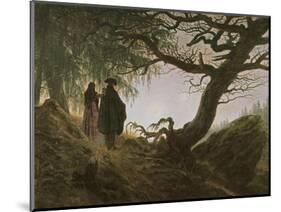 A Man and Woman Contemplating Moon-Caspar David Friedrich-Mounted Giclee Print