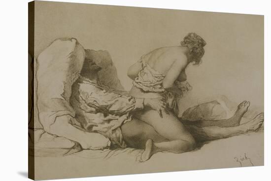 A Man and Woman Making Love, Plate I of "Liebe," 1901-Mihaly von Zichy-Stretched Canvas