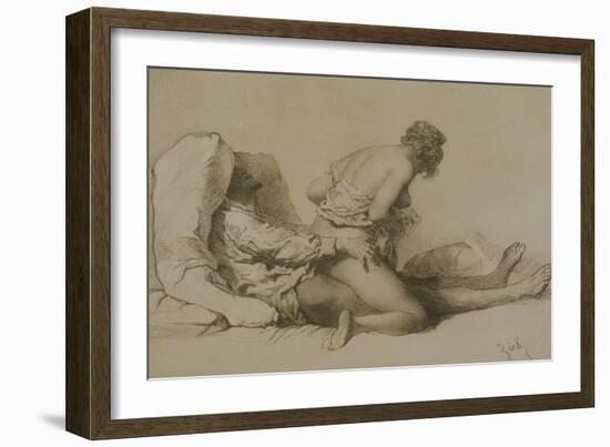 A Man and Woman Making Love, Plate I of "Liebe," 1901-Mihaly von Zichy-Framed Giclee Print