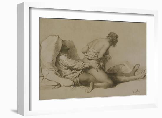 A Man and Woman Making Love, Plate I of "Liebe," 1901-Mihaly von Zichy-Framed Giclee Print