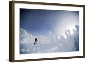 A Man Backcountry Skiing on Mt. Tumalo, Oregon Cascades-Bennett Barthelemy-Framed Photographic Print