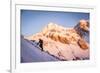 A Man Boots His Way Up West Hourglass Couloir on Nez Perce, Grand Teton, Wyoming-Louis Arevalo-Framed Photographic Print