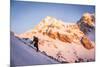 A Man Boots His Way Up West Hourglass Couloir on Nez Perce, Grand Teton, Wyoming-Louis Arevalo-Mounted Photographic Print