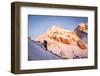 A Man Boots His Way Up West Hourglass Couloir on Nez Perce, Grand Teton, Wyoming-Louis Arevalo-Framed Photographic Print