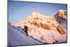 A Man Boots His Way Up West Hourglass Couloir on Nez Perce, Grand Teton, Wyoming-Louis Arevalo-Mounted Photographic Print