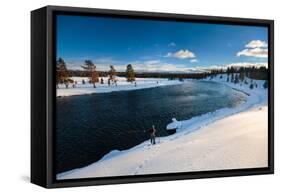 A Man Casts Along The Banks Of The Madison River Near West Yellowstone, Yellowstone National Park-Ben Herndon-Framed Stretched Canvas