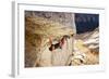 A Man Climbs Center Trinity, 5.13A, Little Cottonwood Canyon, Utah-Louis Arevalo-Framed Photographic Print