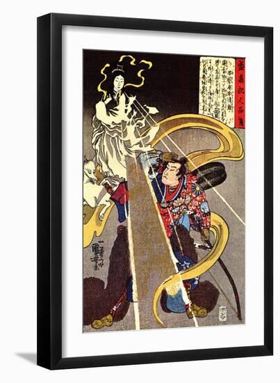 A Man Confronted with an Apparition of the Fox Goddess-Kuniyoshi Utagawa-Framed Premium Giclee Print