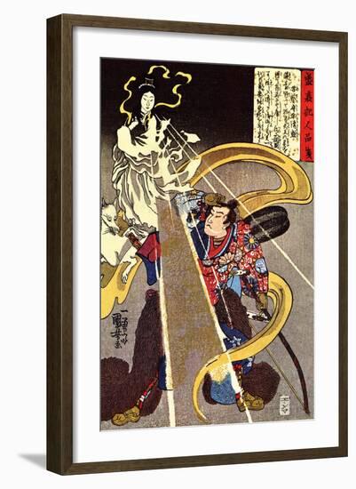 A Man Confronted with an Apparition of the Fox Goddess-Kuniyoshi Utagawa-Framed Giclee Print