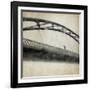 A Man Crossing a Bridge on a Raining Day-Trigger Image-Framed Photographic Print