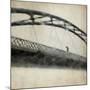 A Man Crossing a Bridge on a Raining Day-Trigger Image-Mounted Photographic Print