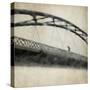A Man Crossing a Bridge on a Raining Day-Trigger Image-Stretched Canvas