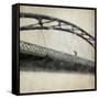 A Man Crossing a Bridge on a Raining Day-Trigger Image-Framed Stretched Canvas