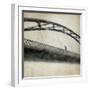 A Man Crossing a Bridge on a Raining Day-Trigger Image-Framed Photographic Print